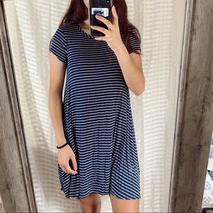 Navy and white striped dress